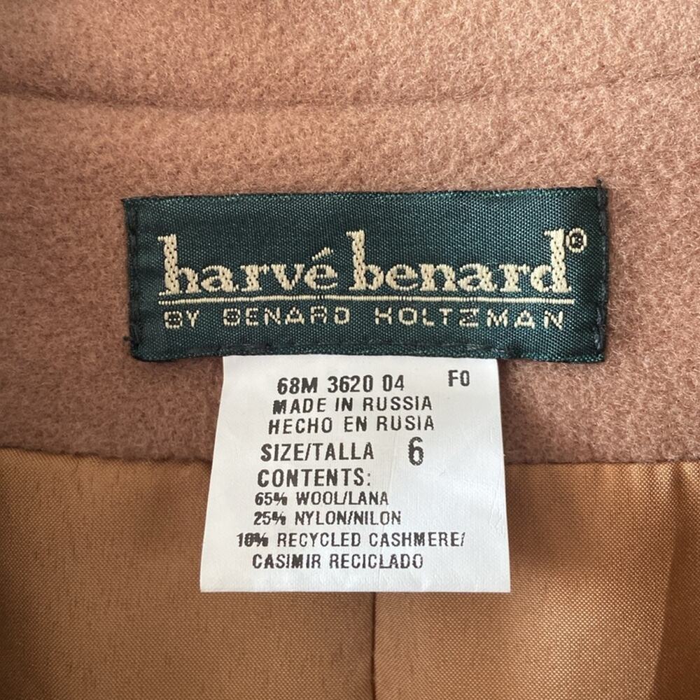 Tan Vintage Harve Benard Wool Cashmere Blazer Jacket Women's 6 90's Fall Winter - Picture 5 of 6